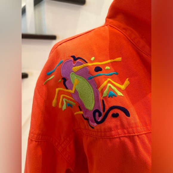 90's Unique Orange Graphic Jacket by IB Diffusion Size 14 - Picture 5 of 14
